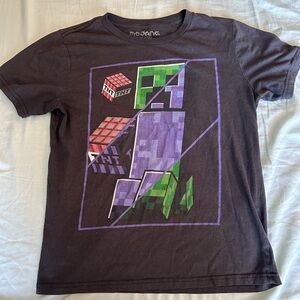 Minecraft Creeper Kids Black Short Sleeve Graphic Tee